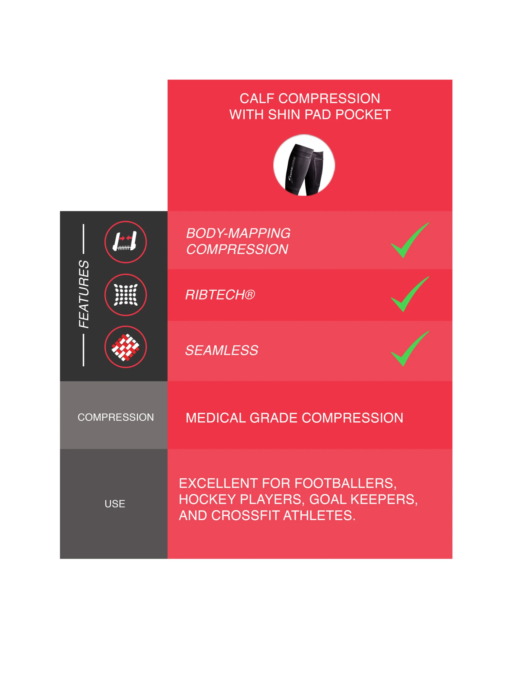 Calf Compression with Shin Pad Pocket - Image 6