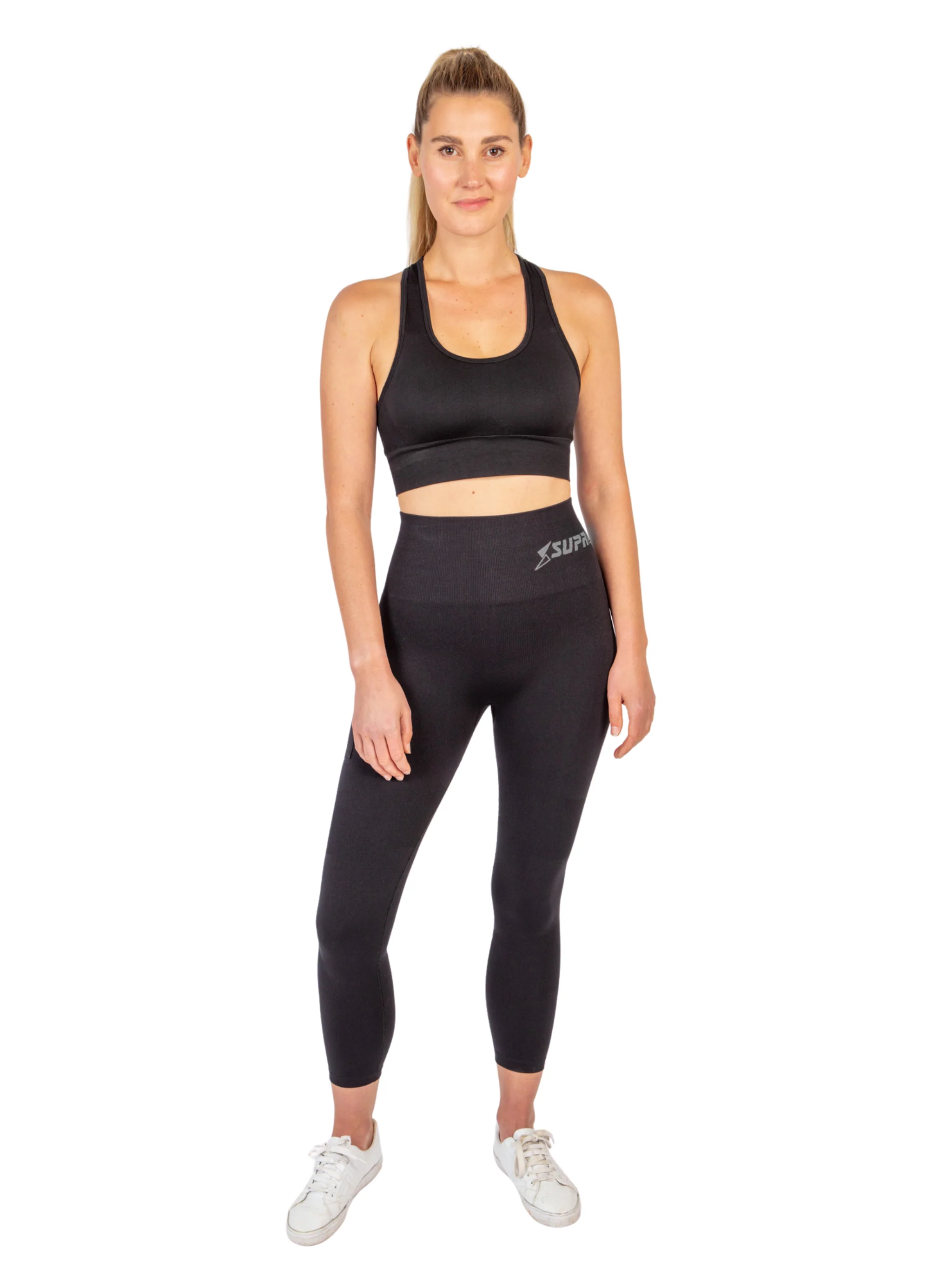 Patented Coretech® Kathy Body Mapped 7/8 Power RUNNING Leggings with Pocket -Black/Navy/Blue - Image 7