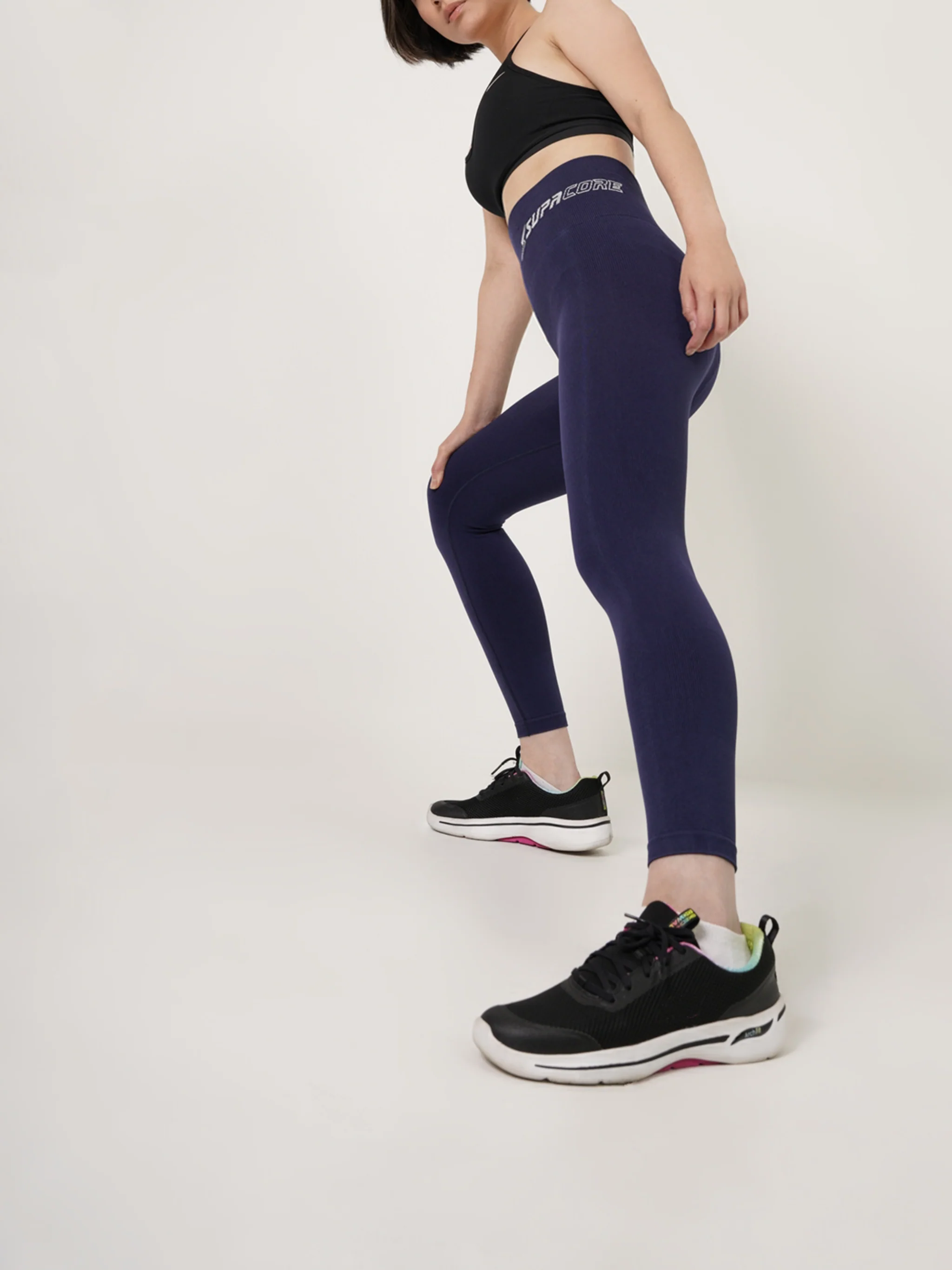 Patented Coretech® Kathy Body Mapped 7/8 Power RUNNING Leggings with Pocket -Black/Navy/Blue - Image 8