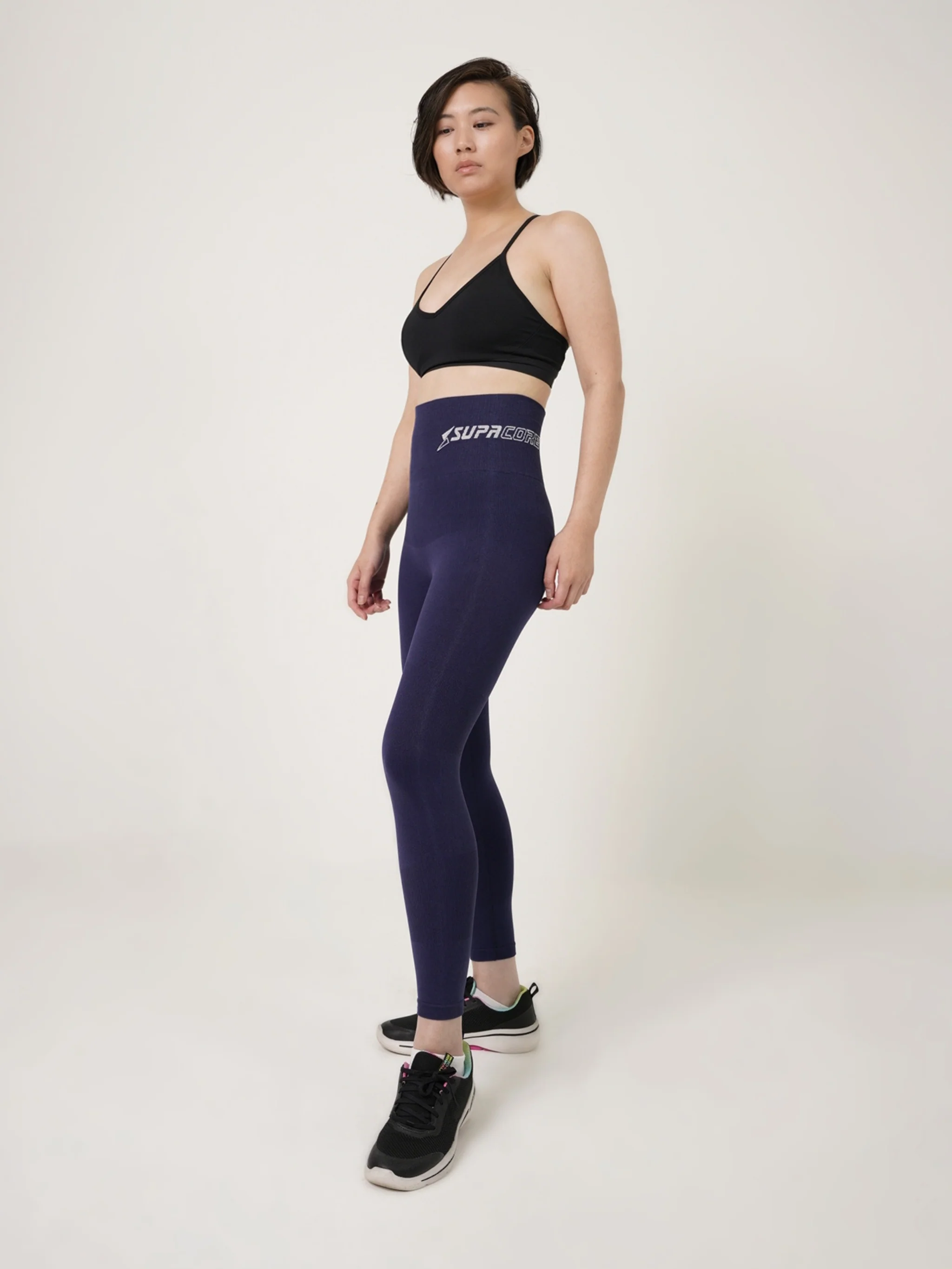 Patented Coretech® Kathy Body Mapped 7/8 Power RUNNING Leggings with Pocket -Black/Navy/Blue - Image 9