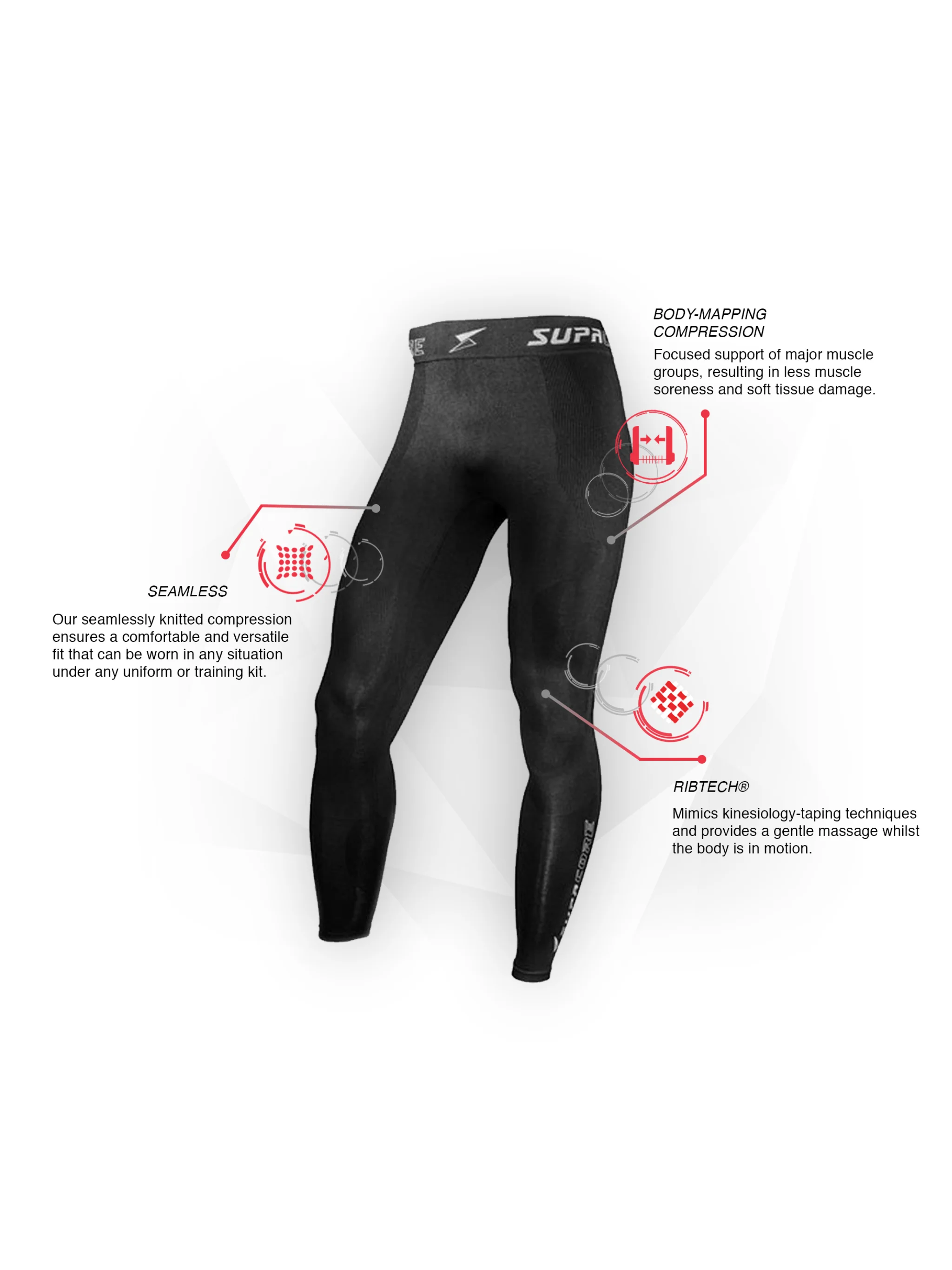 Seamless Body Mapped Power Running Tights/Training Compression Leggings - Image 5